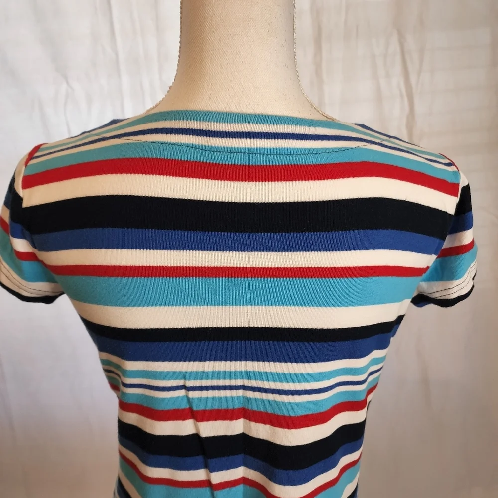 CHAPS Women's Stripped Lace Up Tee - Picture 6 of 11
